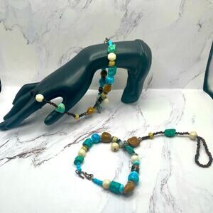 Set of natural stone and turquoise slave bracelets